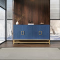 Navy Wooden Accent Storage Cabinet with 4 Doors and Adjustable Shelves T5706