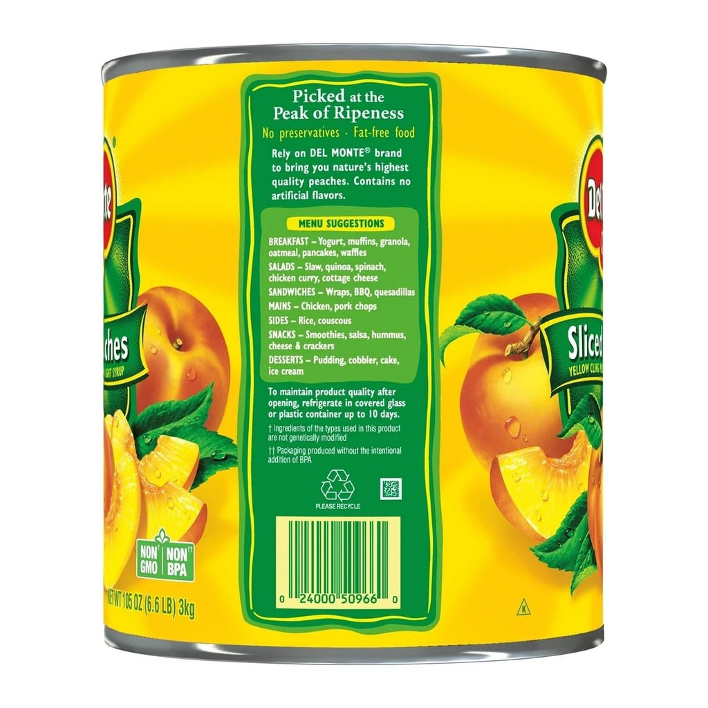 Lite Sliced Peaches In Extra Light Syrup 105 Ounce H5057