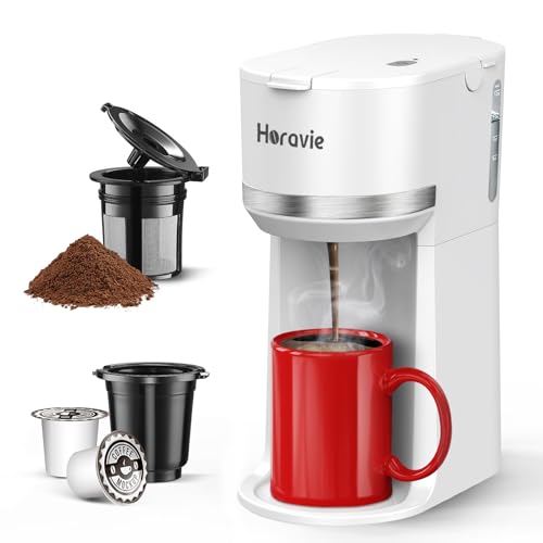 Black Single Serve Coffee Maker for K Cup and Ground Coffee, 6 to 12 oz. Brew Sizes T410663