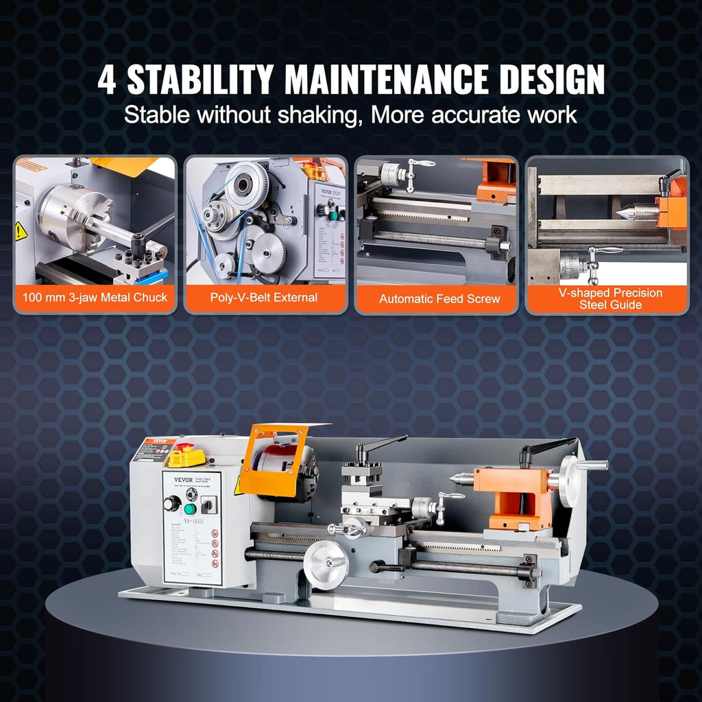 7'' x 13.78'' Metal Lathe with Tool Box W24229