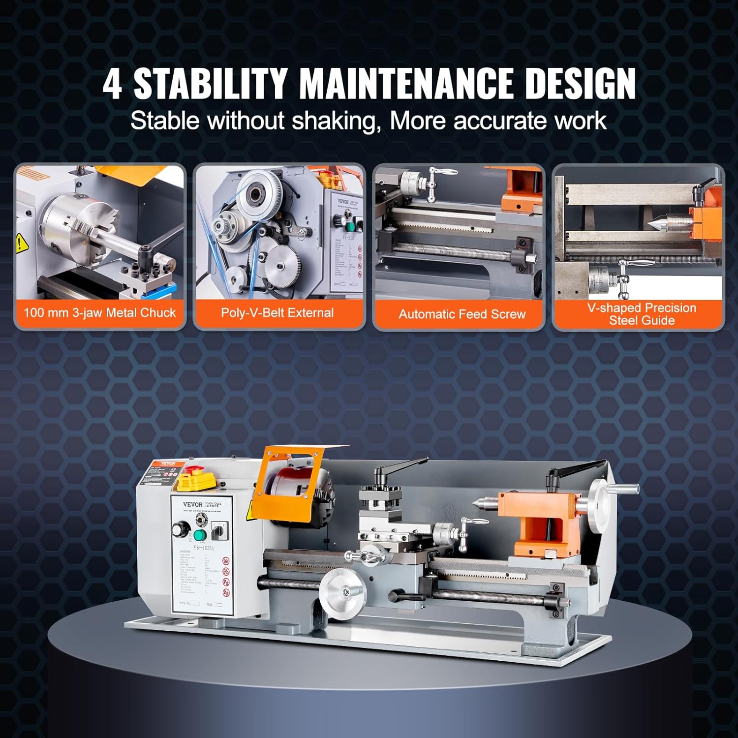 7'' x 13.78'' Metal Lathe with Tool Box W24229