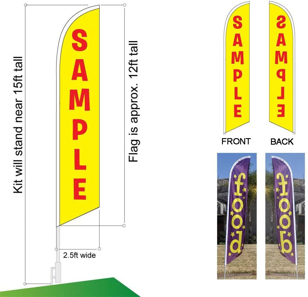 Feather Banner Sign with Flag Pole Kit and Ground Stake I117391