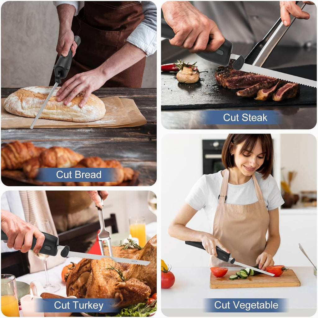 Cordless Electric Knife with Safety Lock Include 2 Blades O684542