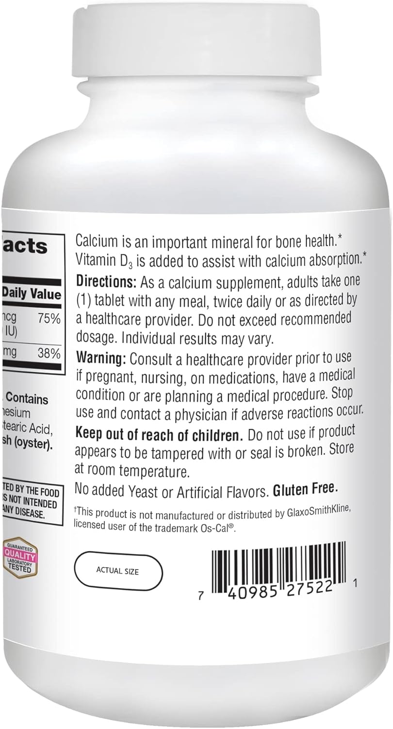 Calcium 500 Plus Extra D Caplets, 400 Count F799206