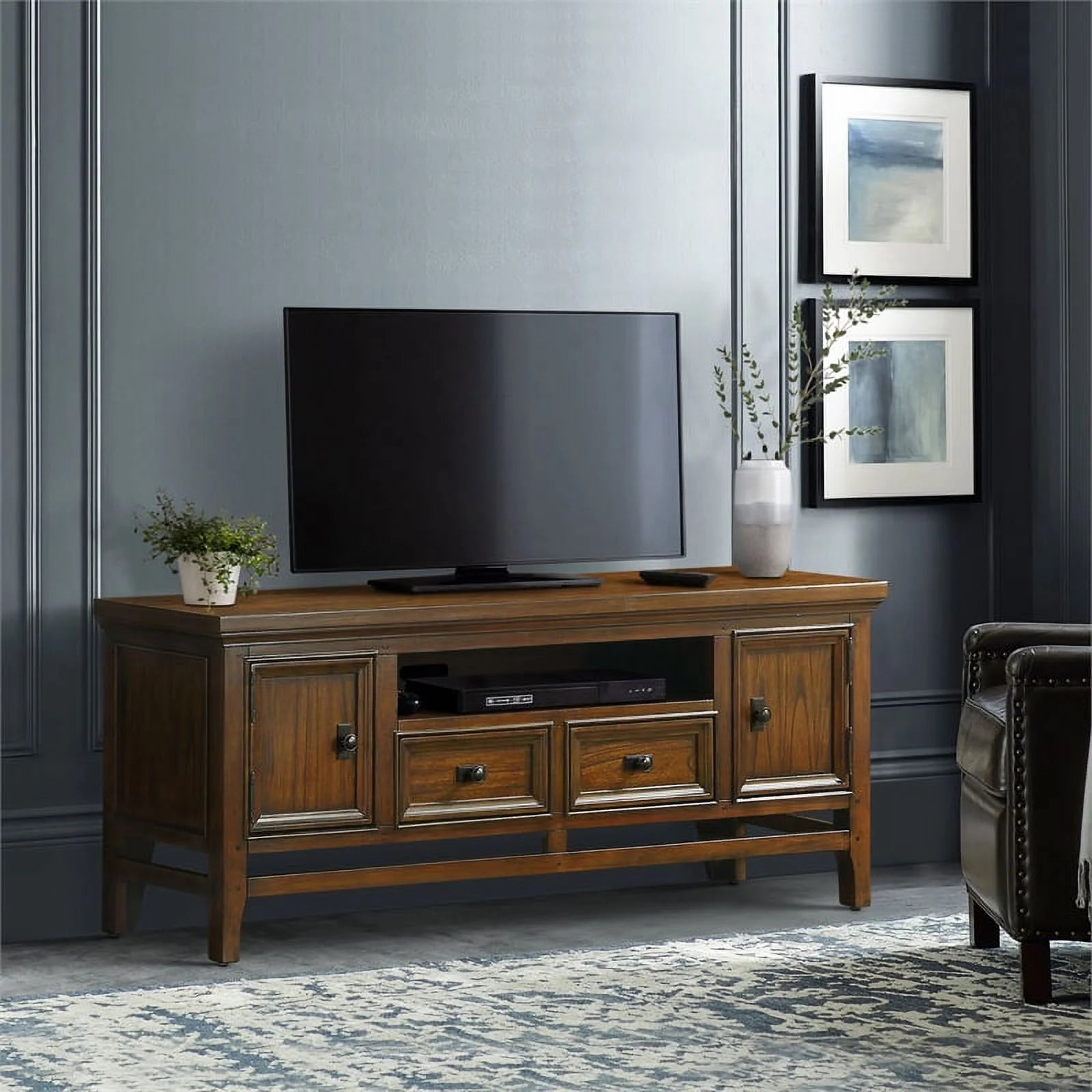 Brown Cherry Wood TV Stand K74378