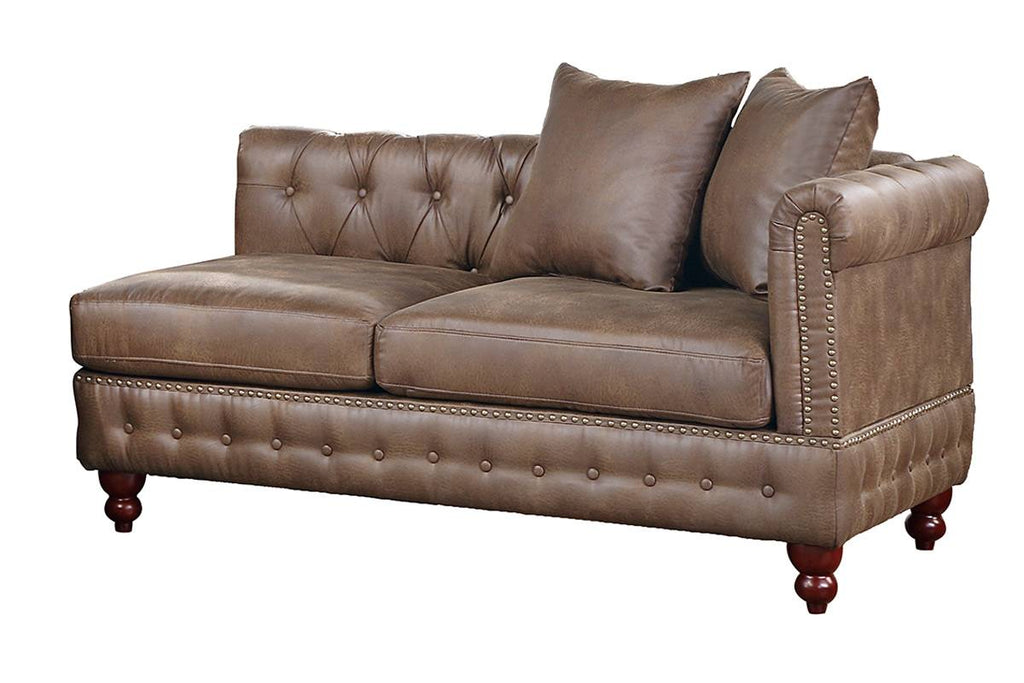 Dark Coffee Leatherette Solidwood Sectional 4pc Set Reversible Chaise Ottoman Tufted Couch E953500