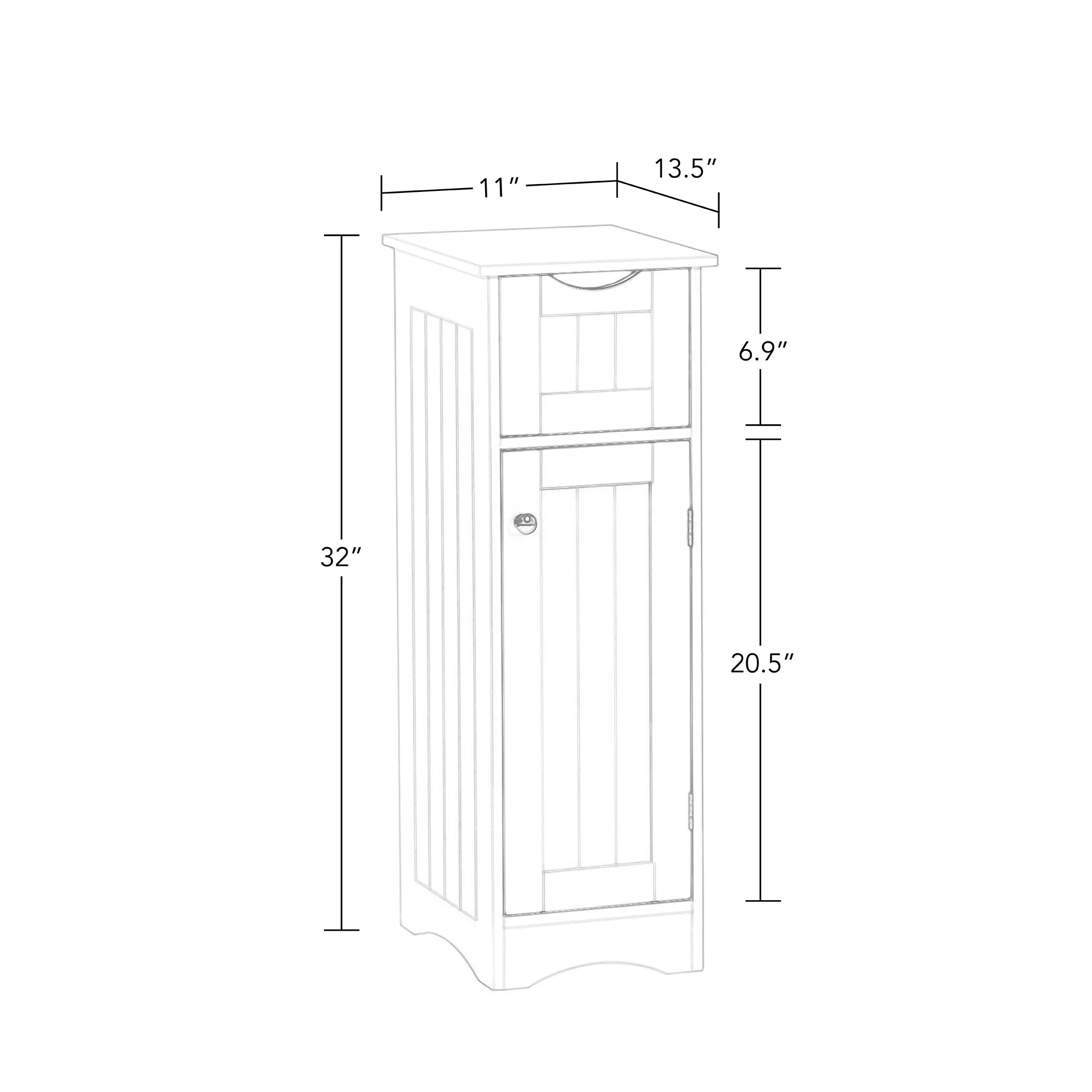 White Slim Cabinet with Drawer S400011