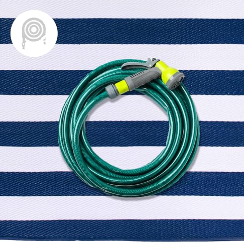 Teal & White 9 x 12 ft Waterproof Reversible Outdoor Camping Rug A320