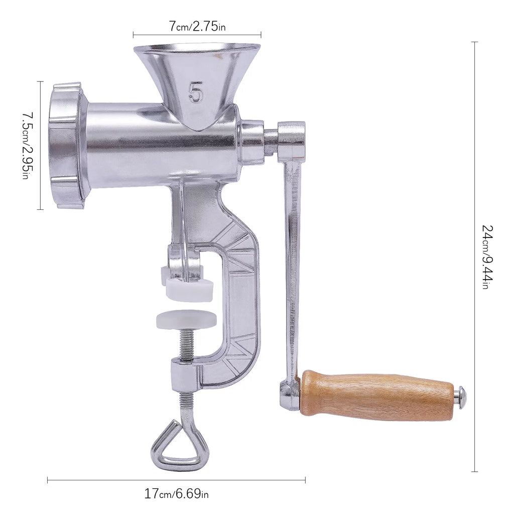 Manual Meat Grinder Aluminum Alloy Food Mincer Sausage Filler Hand Crank Meat Mincer Mixer with Tabletop Clamp N49689