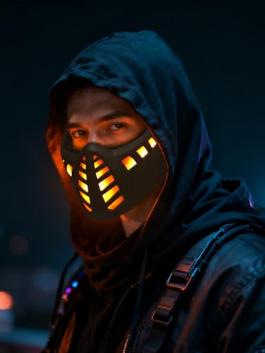Halloween Scary Led Mask Light Up Demon Oni Cyberpunk Half Face Masks X801