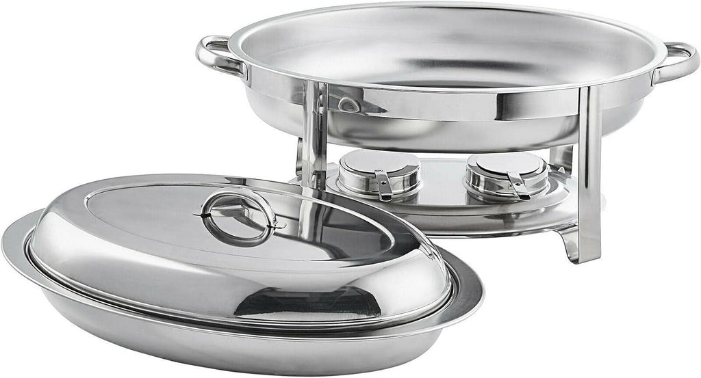 6 Qt. Oval Stainless Steel Chafer Chafing Dish Food Warmer Buffet Set U490