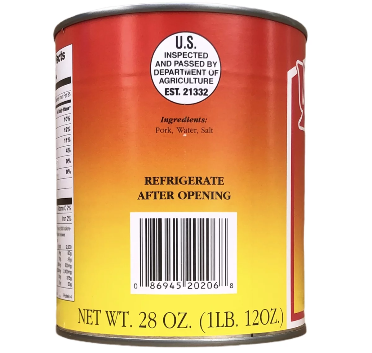 Canned Pork Chunks Meat, 28 oz, 12 Cans P479