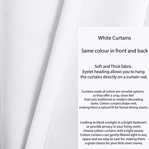 White Cotton 84 Inch Curtains Set of 2 V30332