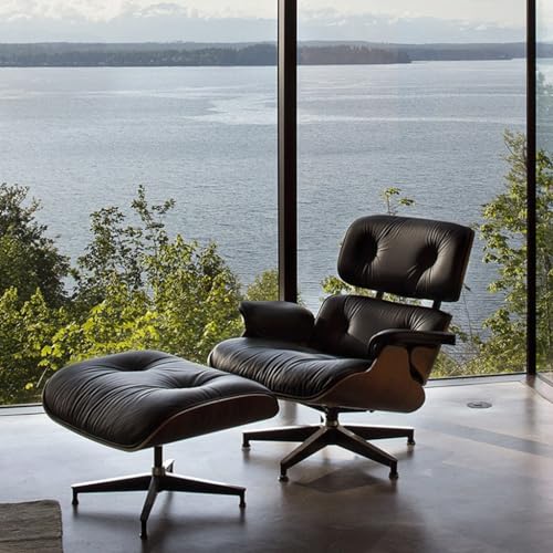 Single Leather Sofa Chair with Footrest D3644