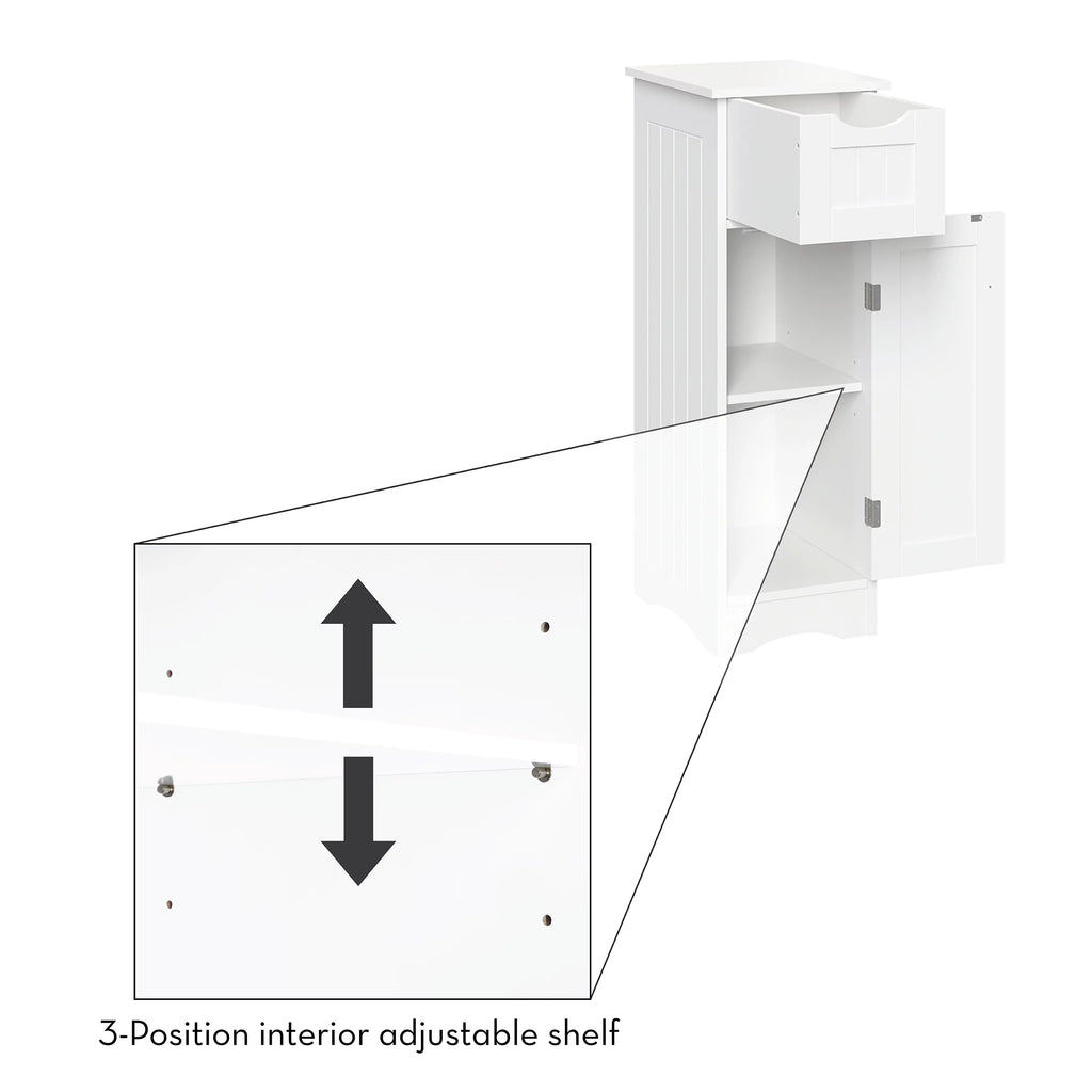 White Slim Cabinet with Drawer S400011