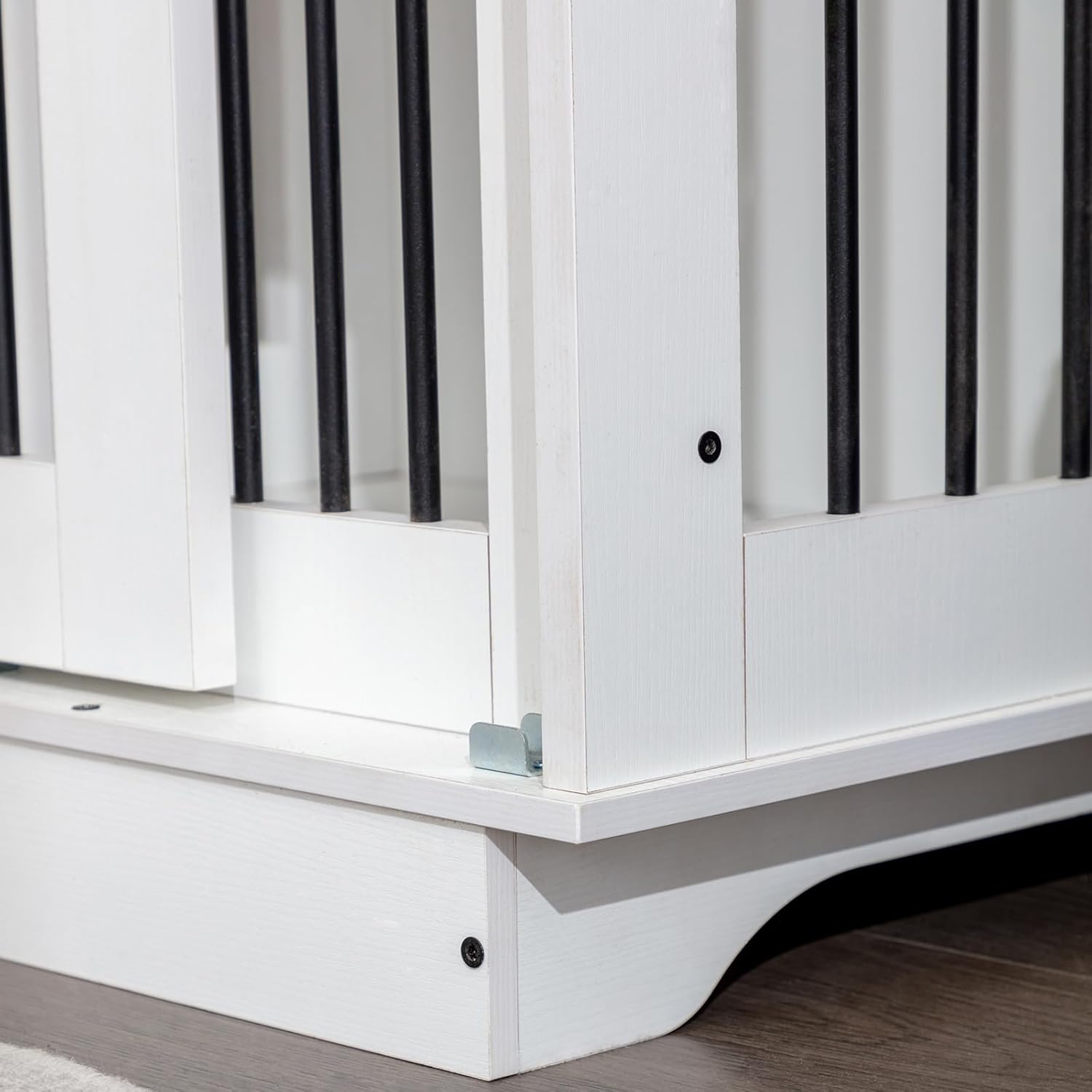 White Wooden Double Dog Crate Furniture with Drawers A98359