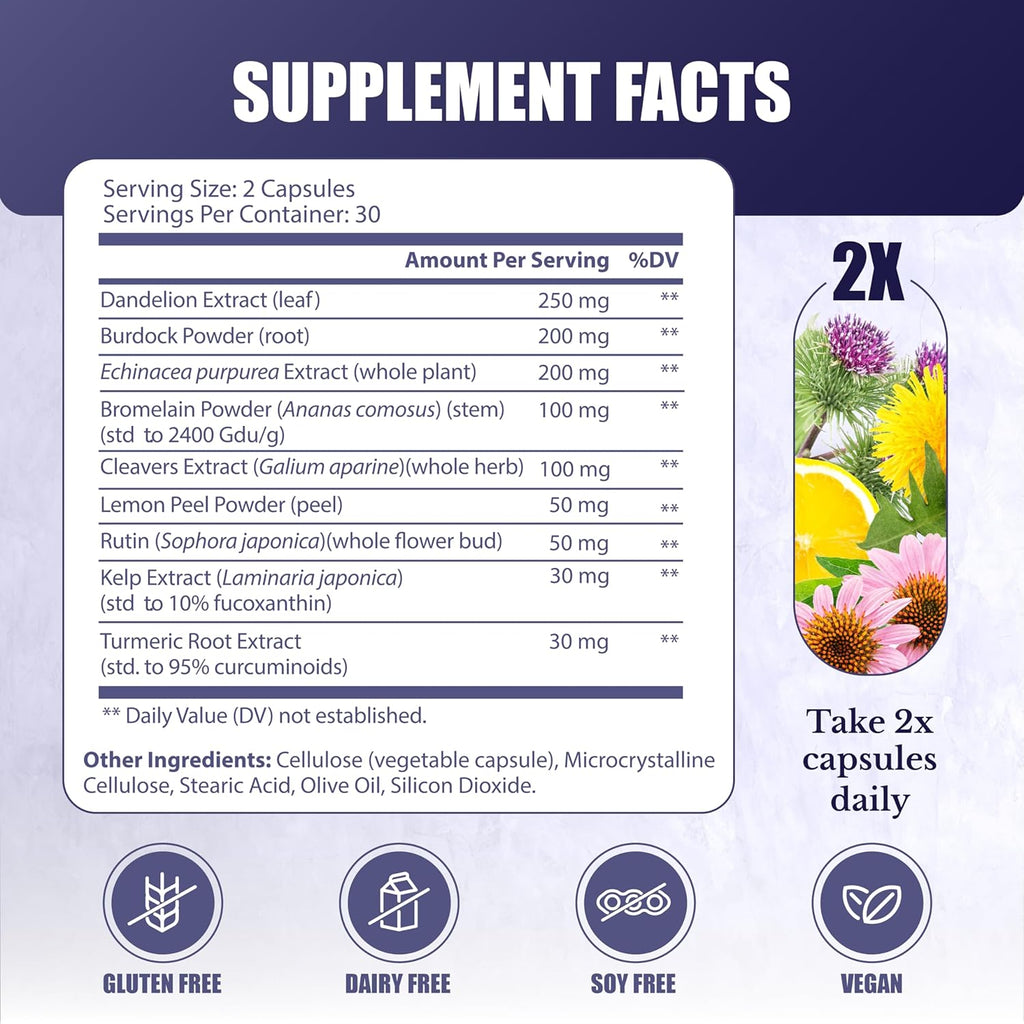 60 capsules Lymphatic System Supplement with 9 Botanicals W619