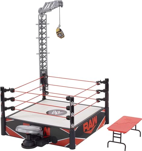 WWE Wrekkin' Kickout Ring Playset with Launcher, Crane, Championship, 13-inch x 20-inch H890