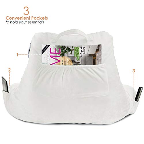 Navy Blue Shredded Memory Foam Reading Pillow with Pockets R862858