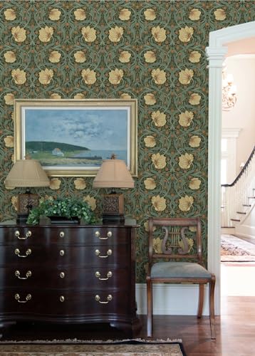 Meadow Green & Amber Peel and Stick Wallpaper P397776