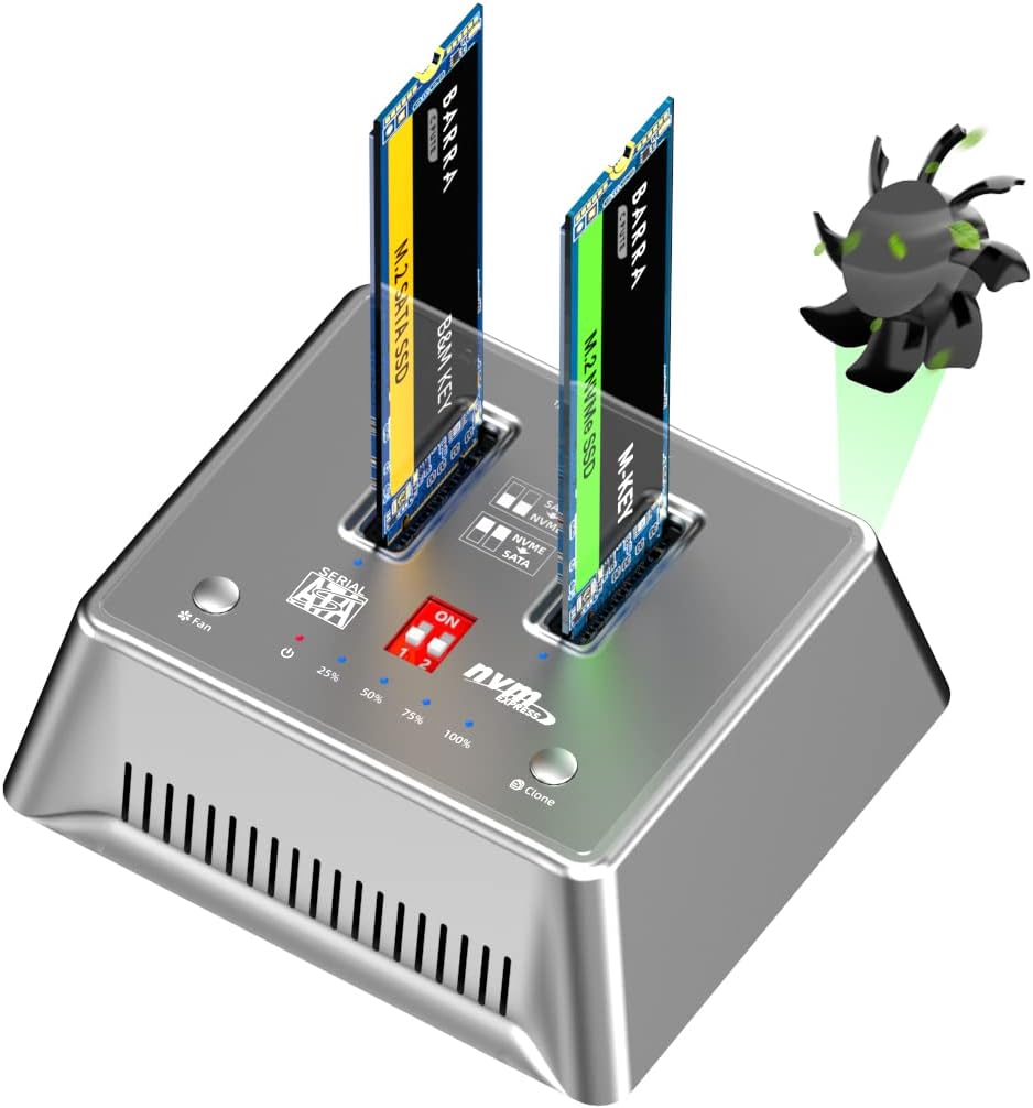 Dual-Bay NVME/SATA SSD Enclosure with Offline Clone V84709