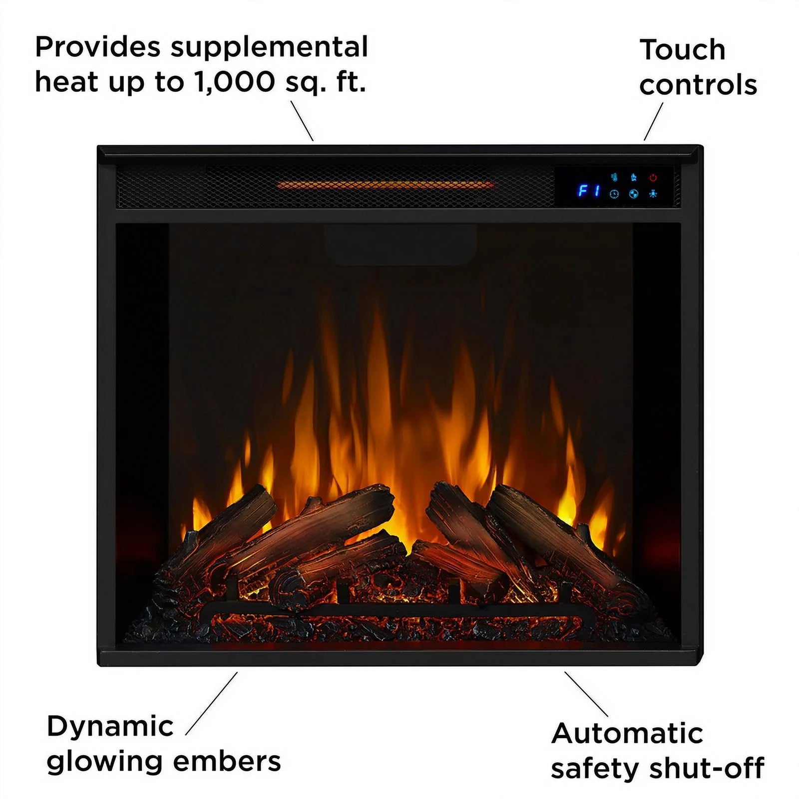 Traditional Wood & Steel Electric Fireplace TV Stand in Heritage Oak Y54664