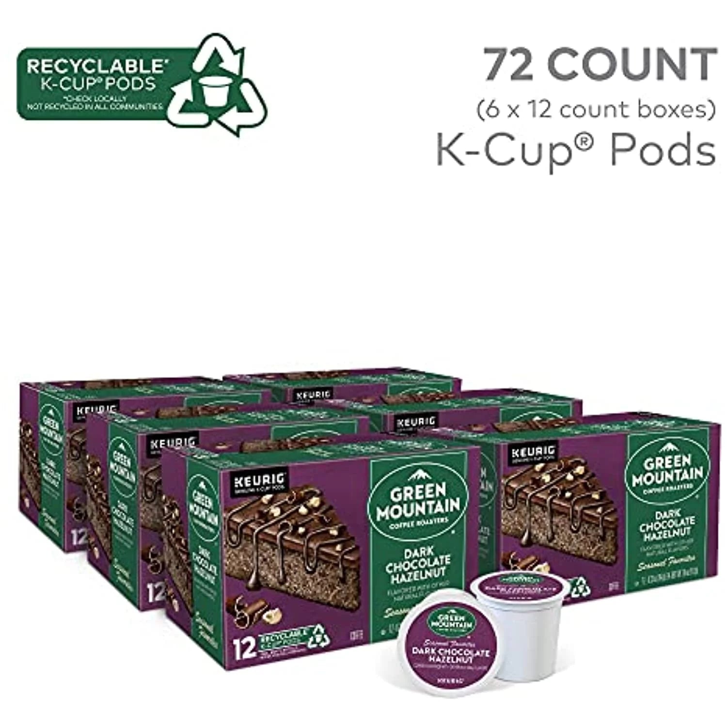 Dark Chocolate Hazelnut Coffee, 72 Count K-Cup Pods F33519
