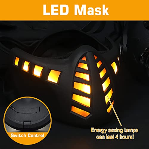 Halloween Scary Led Mask Light Up Demon Oni Cyberpunk Half Face Masks X801