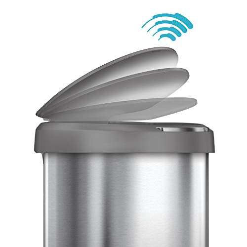 Brushed Stainless Steel Semi-Round Sensor Automatic Trash Can R719441