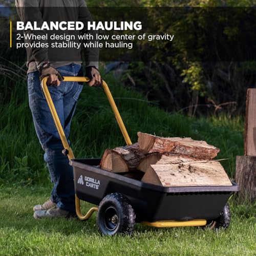 Black/Yellow Poly Dump Cart, 4 cu ft, 300 lb. Capacity R95949