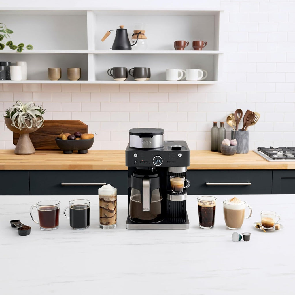 Espresso & Coffee Barista System, Single-Serve Coffee & Nespresso Capsule Compatible, 12-Cup Carafe, Built-in Frother E56329