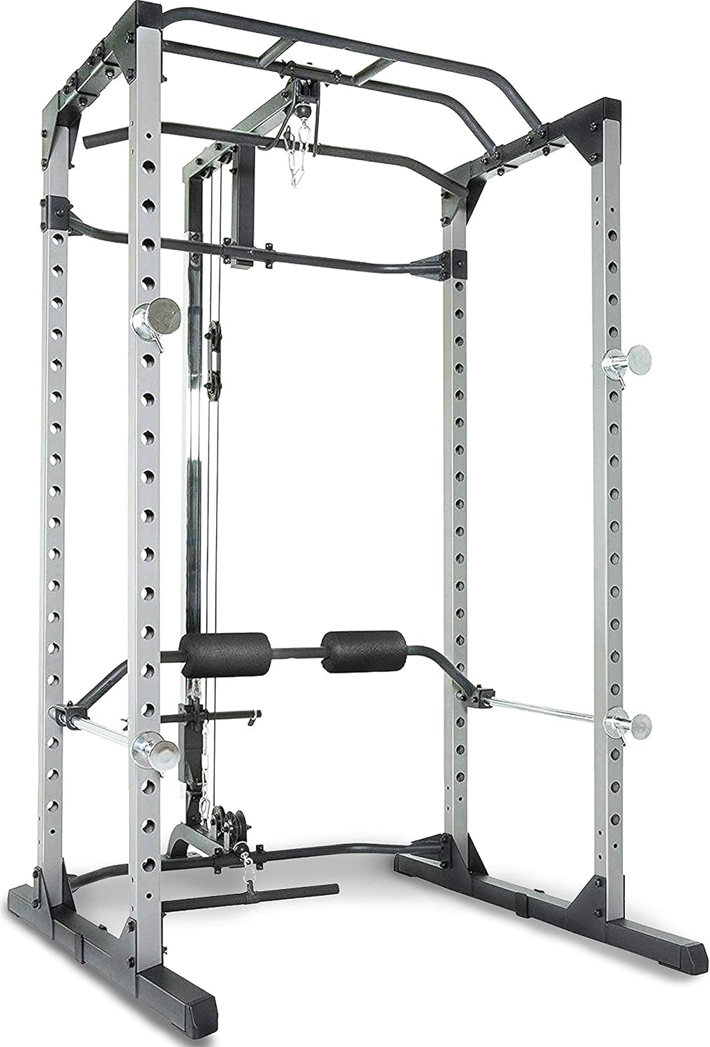 Squat Rack Power Cage with Lat Pulldown and Leg Holdown Attachment O2346