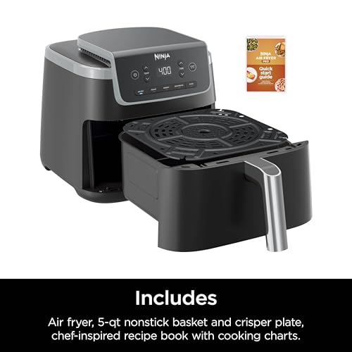 4-in-1 Air Fryer with 5 QT Capacity, Nonstick Basket & Crisper Plate, Grey Z1614
