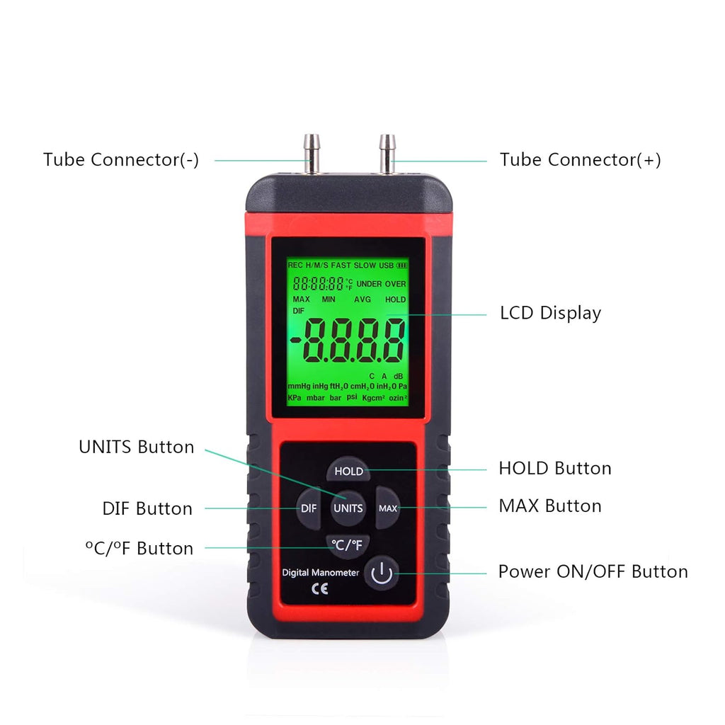 Digital Air Pressure Meter Differential Pressure Gauge D345503