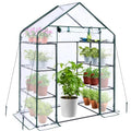 3 Tiers 4 Shelves Small Walk-In Greenhouse with Mesh Side Windows, 4.8x2.5x6.4 FT T2735