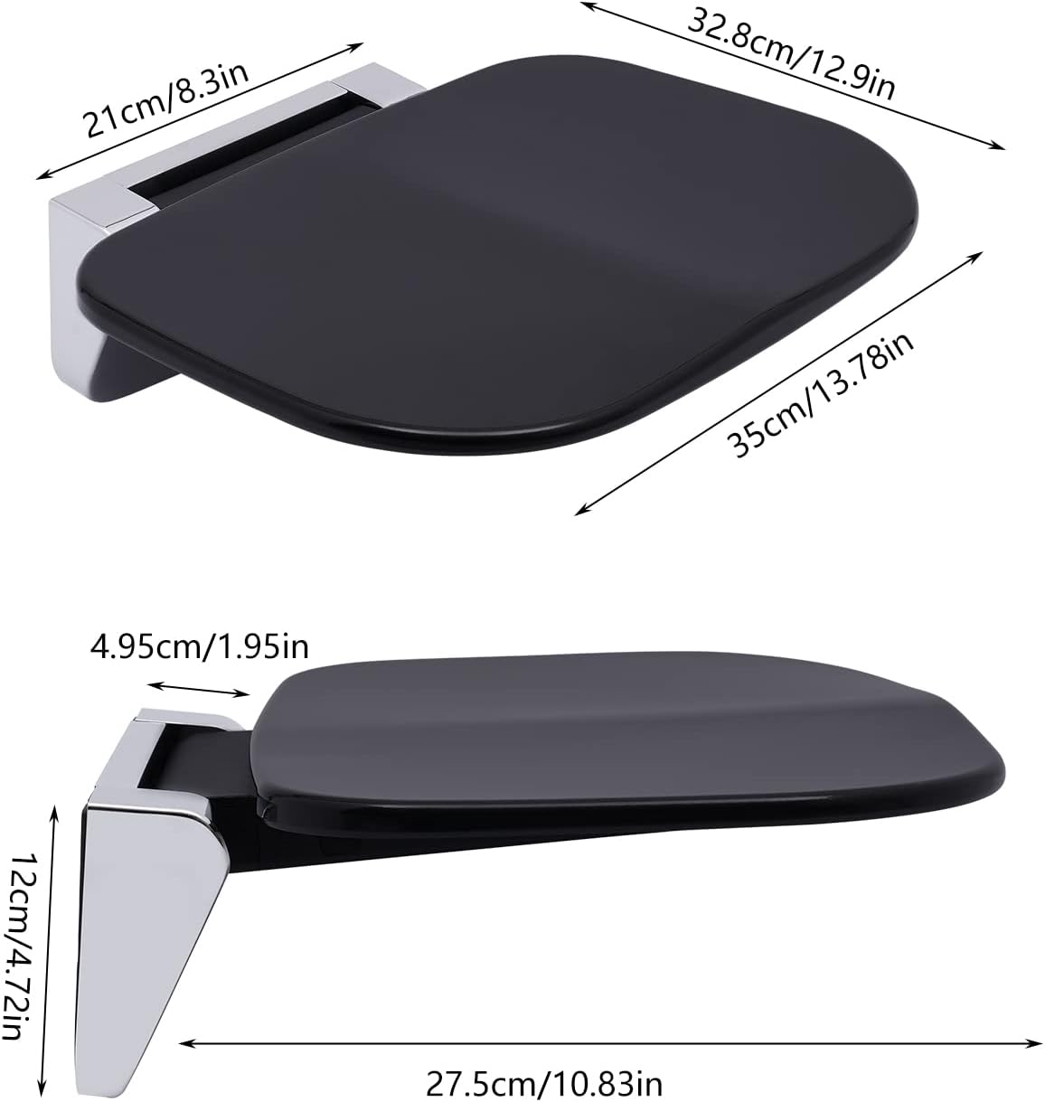 14" Folding Teak Shower Seat Wall Mounted, 440LBS M769384