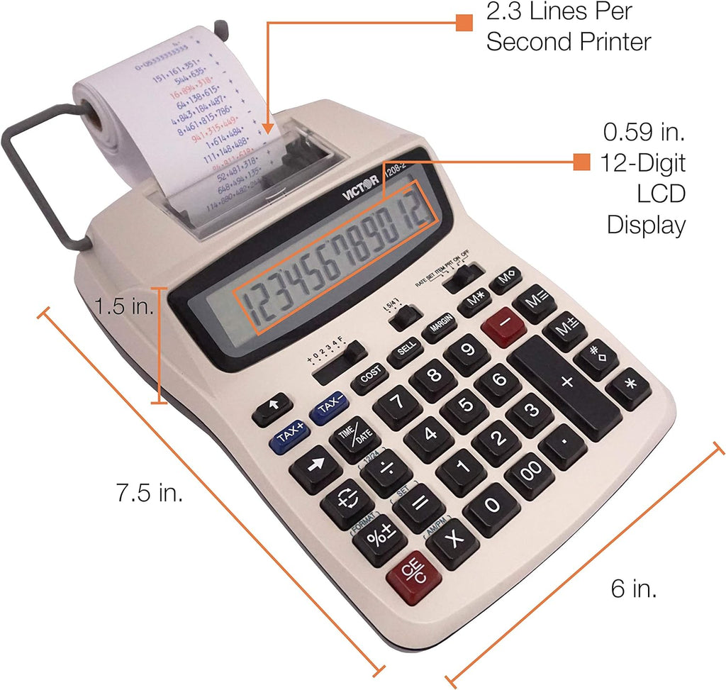 12 Digit LCD Display Printing Calculator O8157