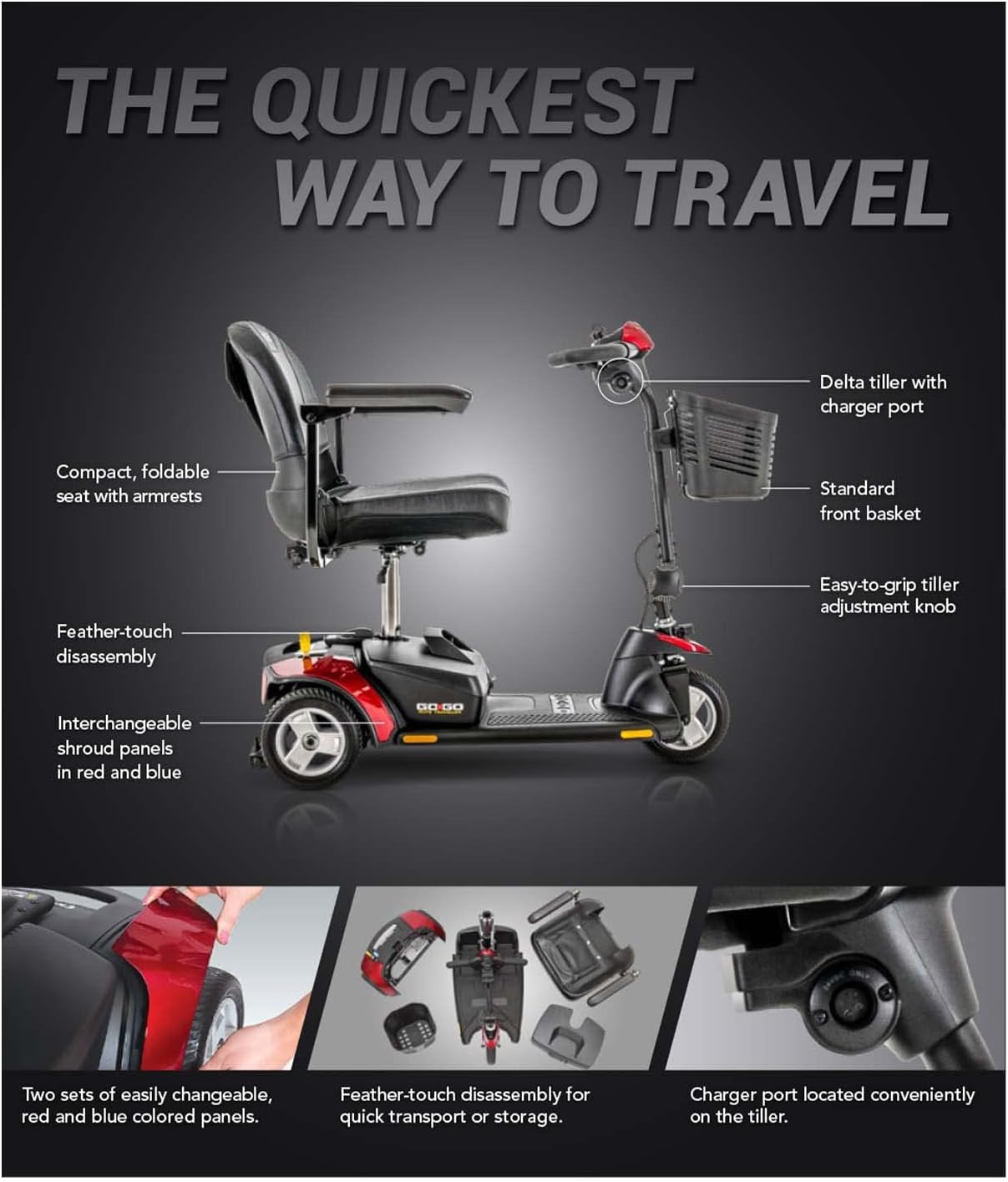 3-Wheel Travel Electric Mobility Scooter S9297