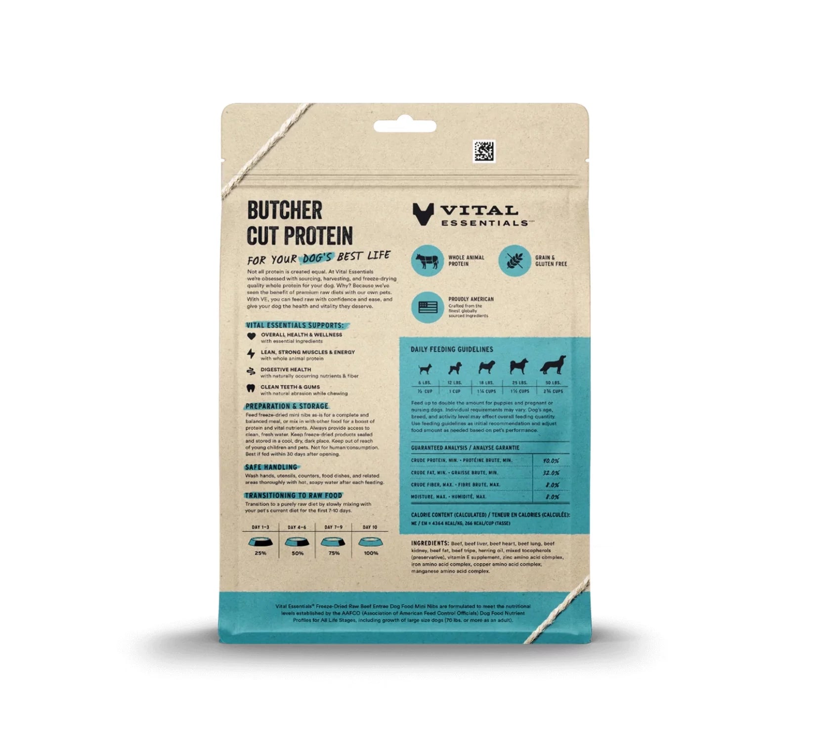 14 oz Freeze-Dried Raw Dog Food Beef Mini Nibs H965