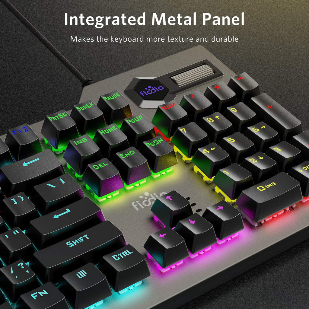 Mechanical Gaming Keyboard Wired RGB Rainbow Backlit with Blue Switches Ergonomic Standard Keyboard Pack of 2 P89873