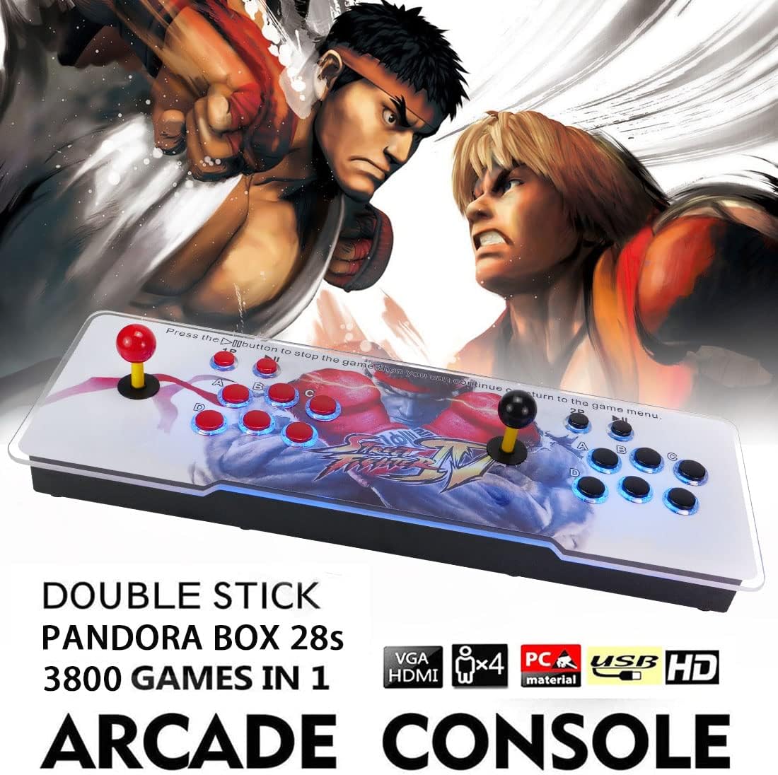 Red and White 1280x720P 3D Arcade Game Console with 3800 Games F732578