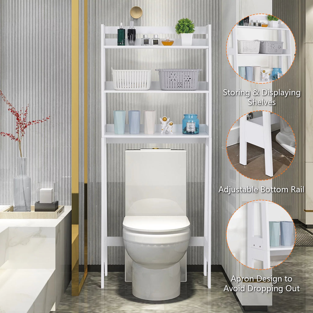 White 3-Tier Wooden Over-The-Toilet Storage Shelf C868