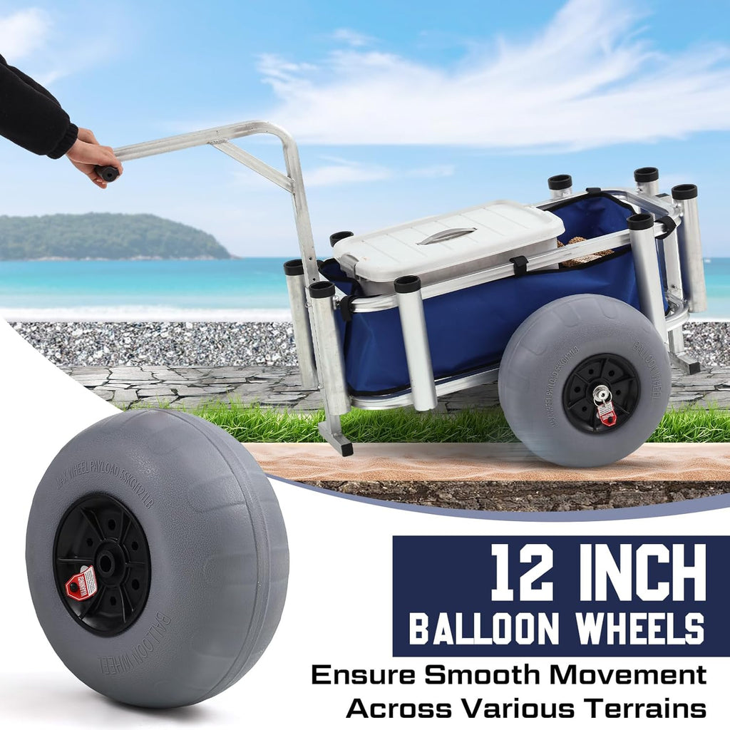 Heavy Duty Aluminum Beach Fishing Cart with Large Wheels M135325