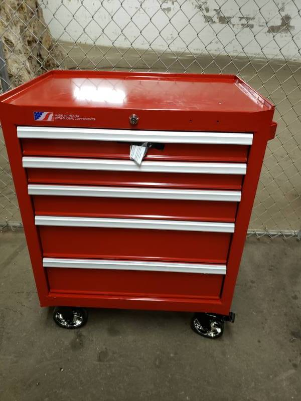 26.5-in W x 34-in H 5-Drawer Steel Rolling Tool Cabinet P504
