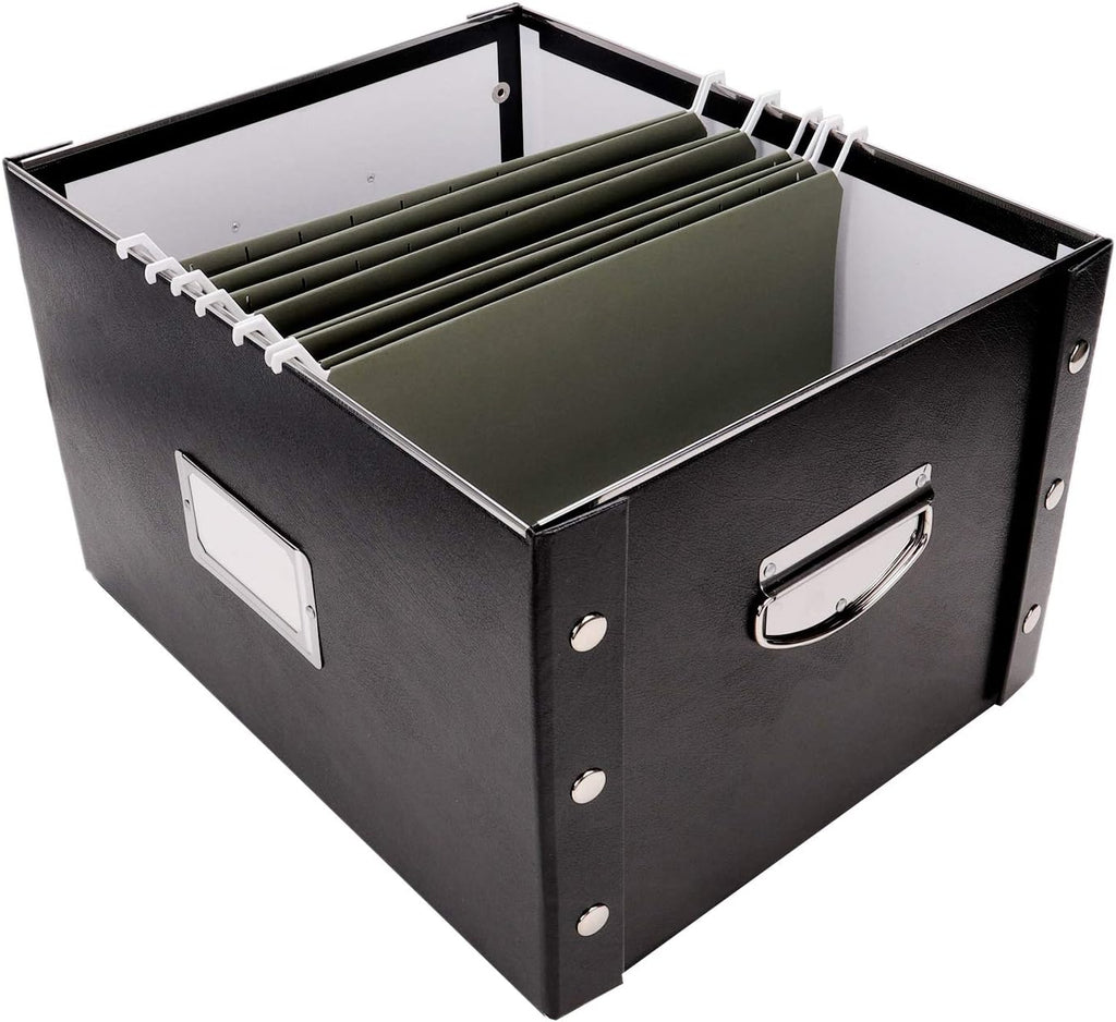 Black 2 Pack Portable File Storage Box with Lids Y4854