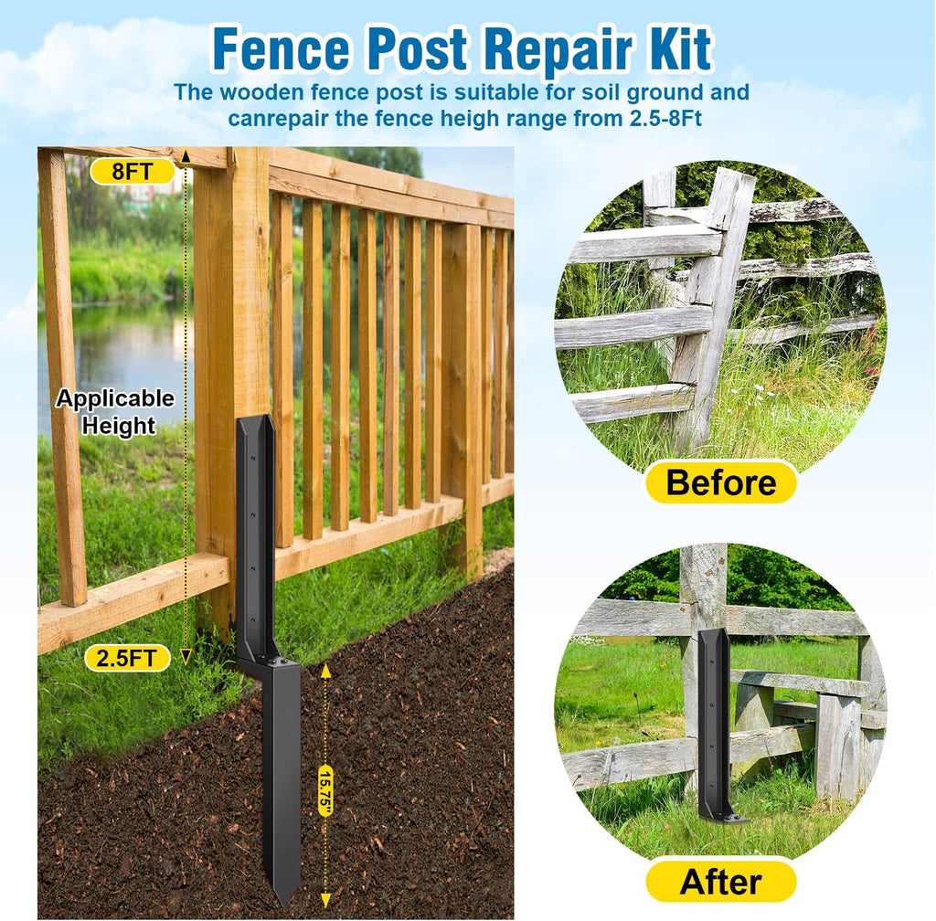 2 Pcs Heavy Duty Fence Post Repair Kit Q56348