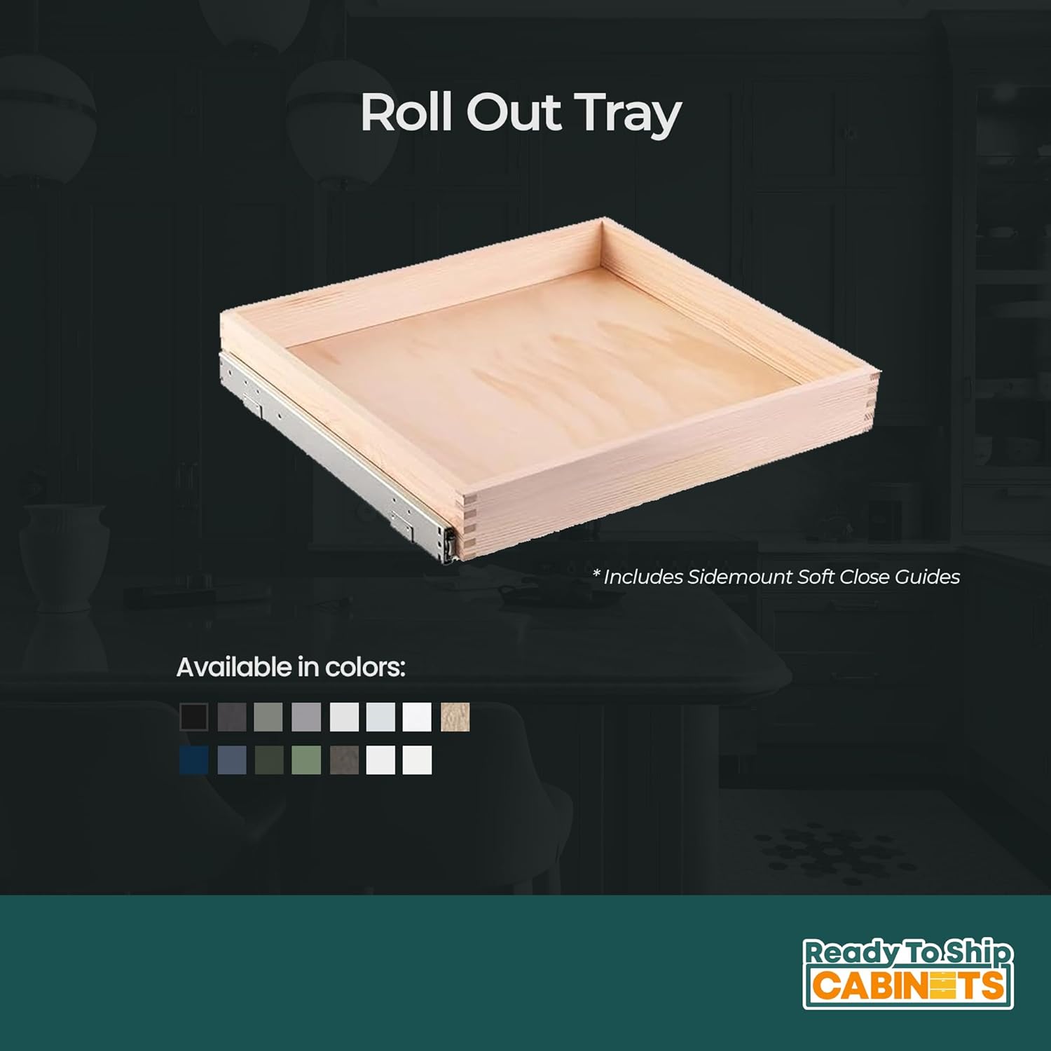 White Shaker Roll Out Tray, 15W x 4H inch Q9975