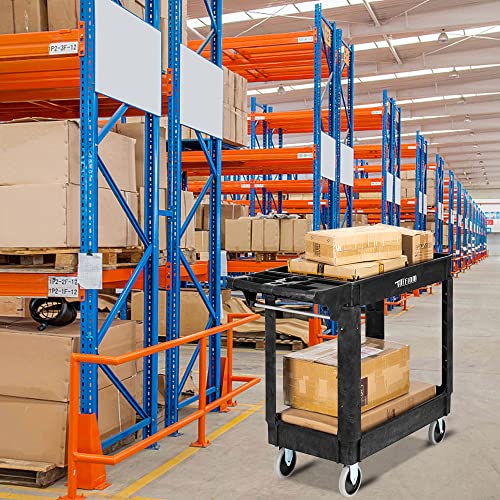 Plastic 2-Tier Utility Cart with Deep Shelves Z118