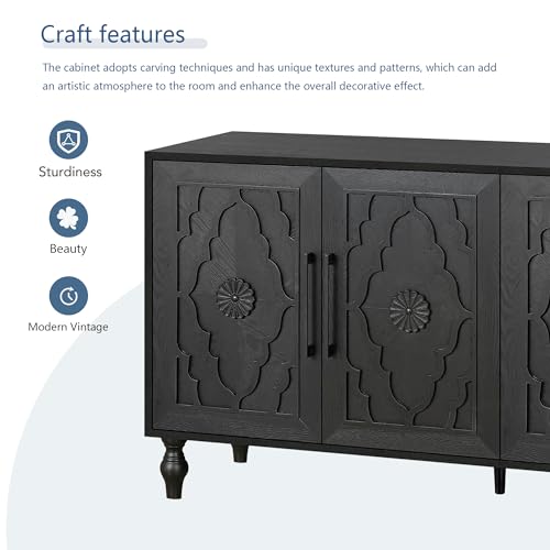 Wooden Sideboard Cabinet with 4 Doors and Metal Handles Z10270