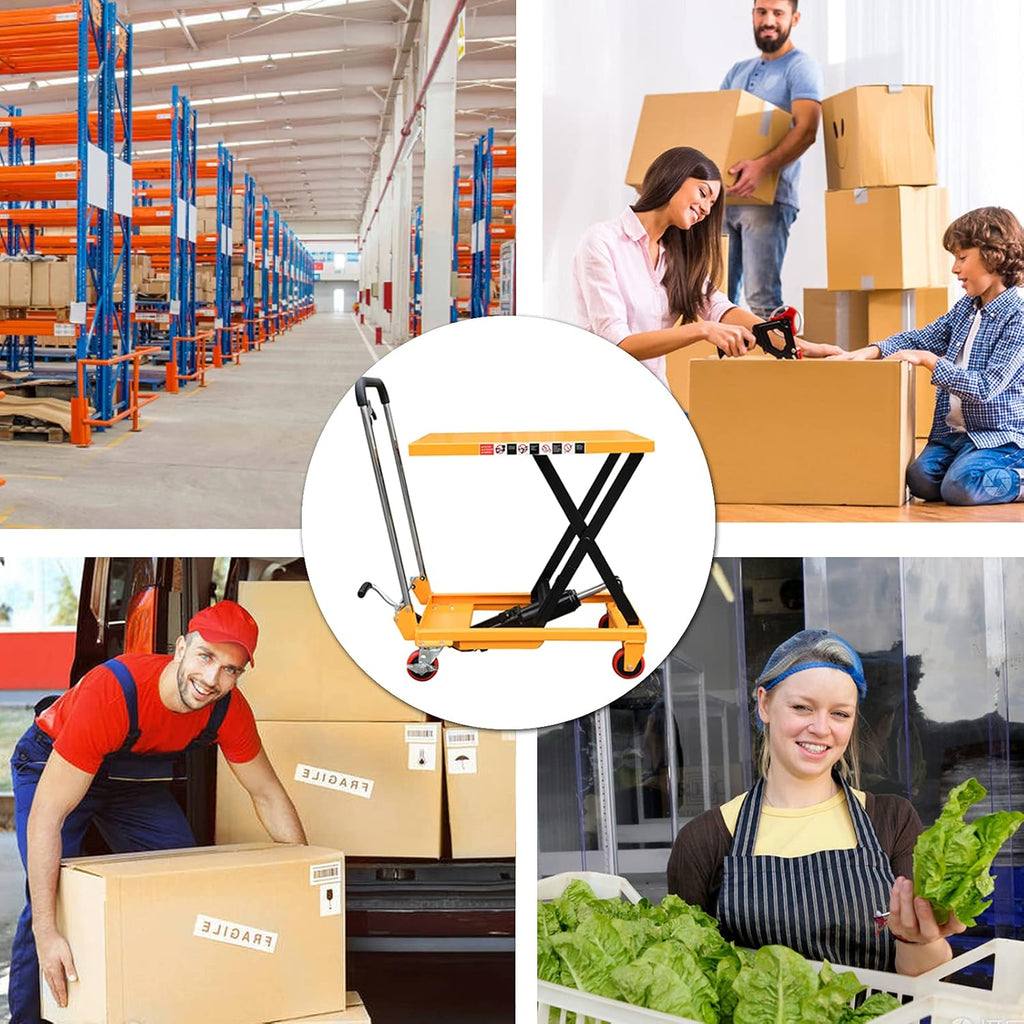 Hydraulic Lift Table Cart Manual Single Scissor Cart 330 lbs Capacity 28.3 Lifting Height Q87290